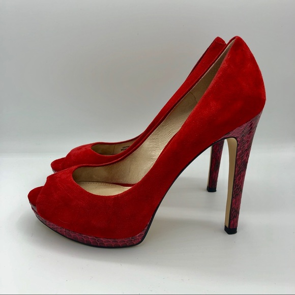 Joan & David Shoes - Joan & David | Peep Toe Red Platform High Heels 8
